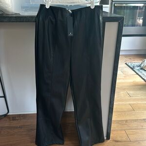 NWT Vegan Leather High Rise Wide Leg Cropped lulus Pants